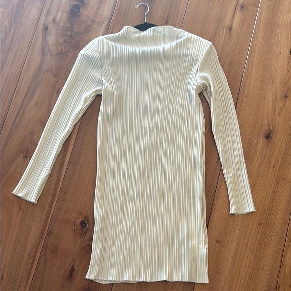 Anine Bing Cream Ribbed Long Sleeve Dress